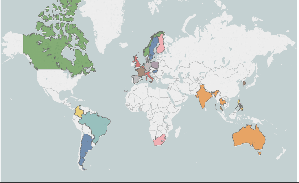 Map of Uber court cases around the world