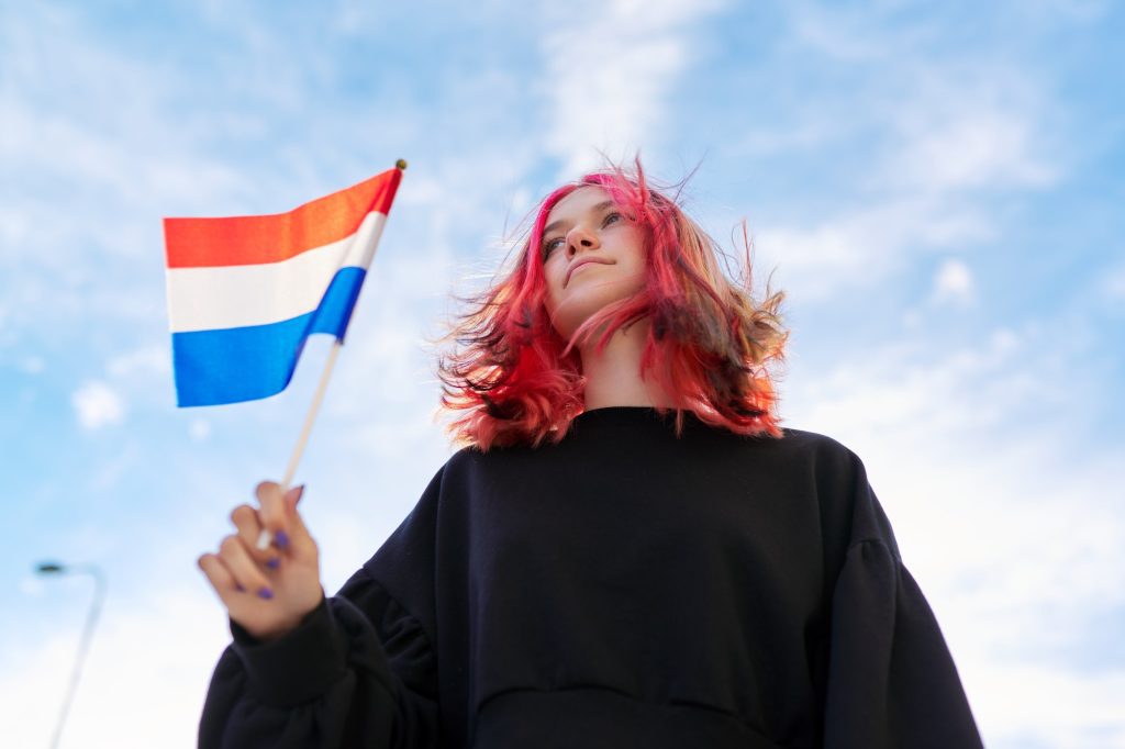  Flag, Adult, Female, Person, Woman, Face, Head, Netherlands Flag