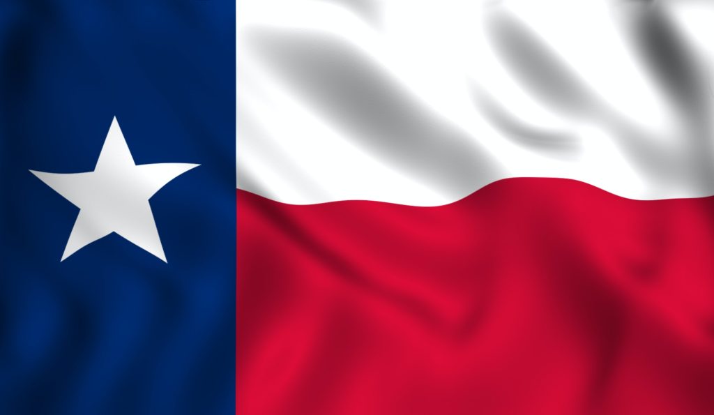 Texas flag waving in the wind