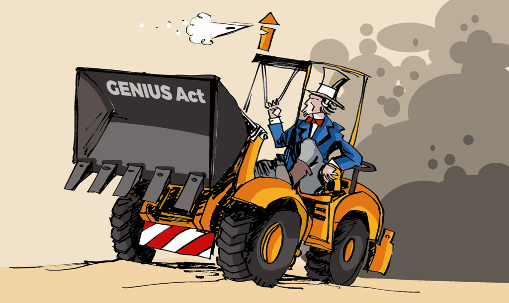 DW Weekly #222 - Trump signs the GENIUS Act, EU‑Japan Digital Partnership, Meta refuses to endorse the EU’s Code of Practice 2 machine, Wheel, Person, Bulldozer, Face, Head