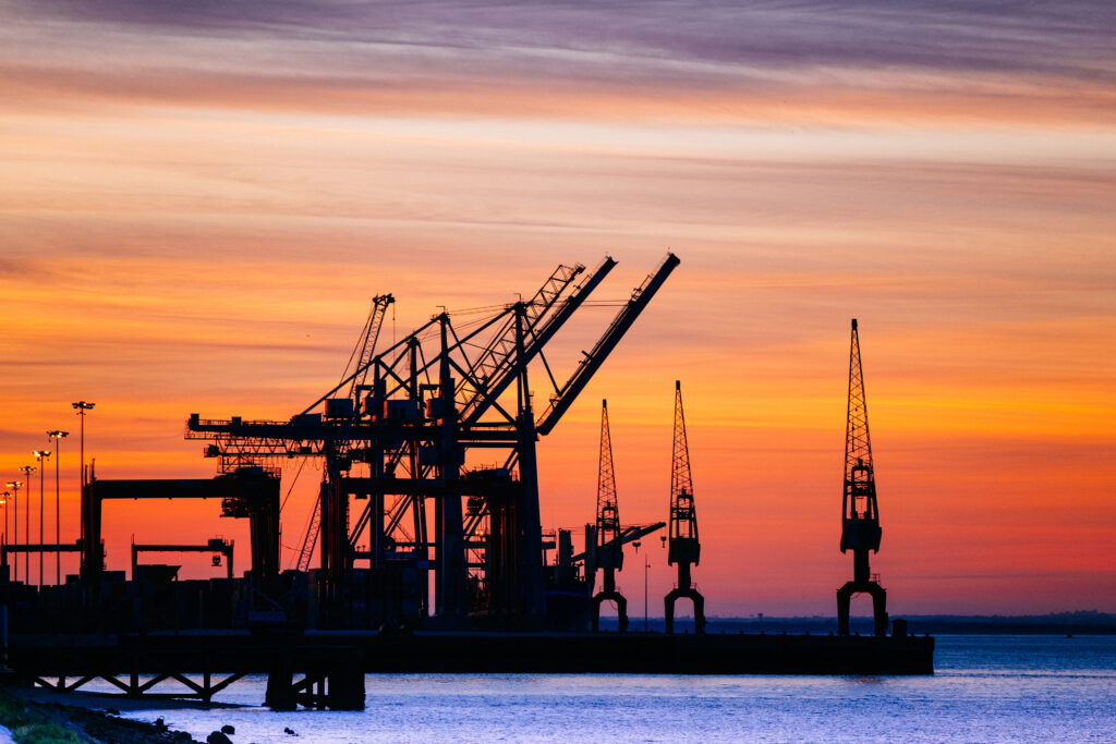 Water, Waterfront, Construction, Construction Crane, Port, Animal, Bird, Person, Boat, Transportation, Vehicle