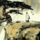 Art, Painting, Plant, Tree, Person, Accessories, Bag, Handbag, Rock, Outdoors, Clothing, Coat, Nature