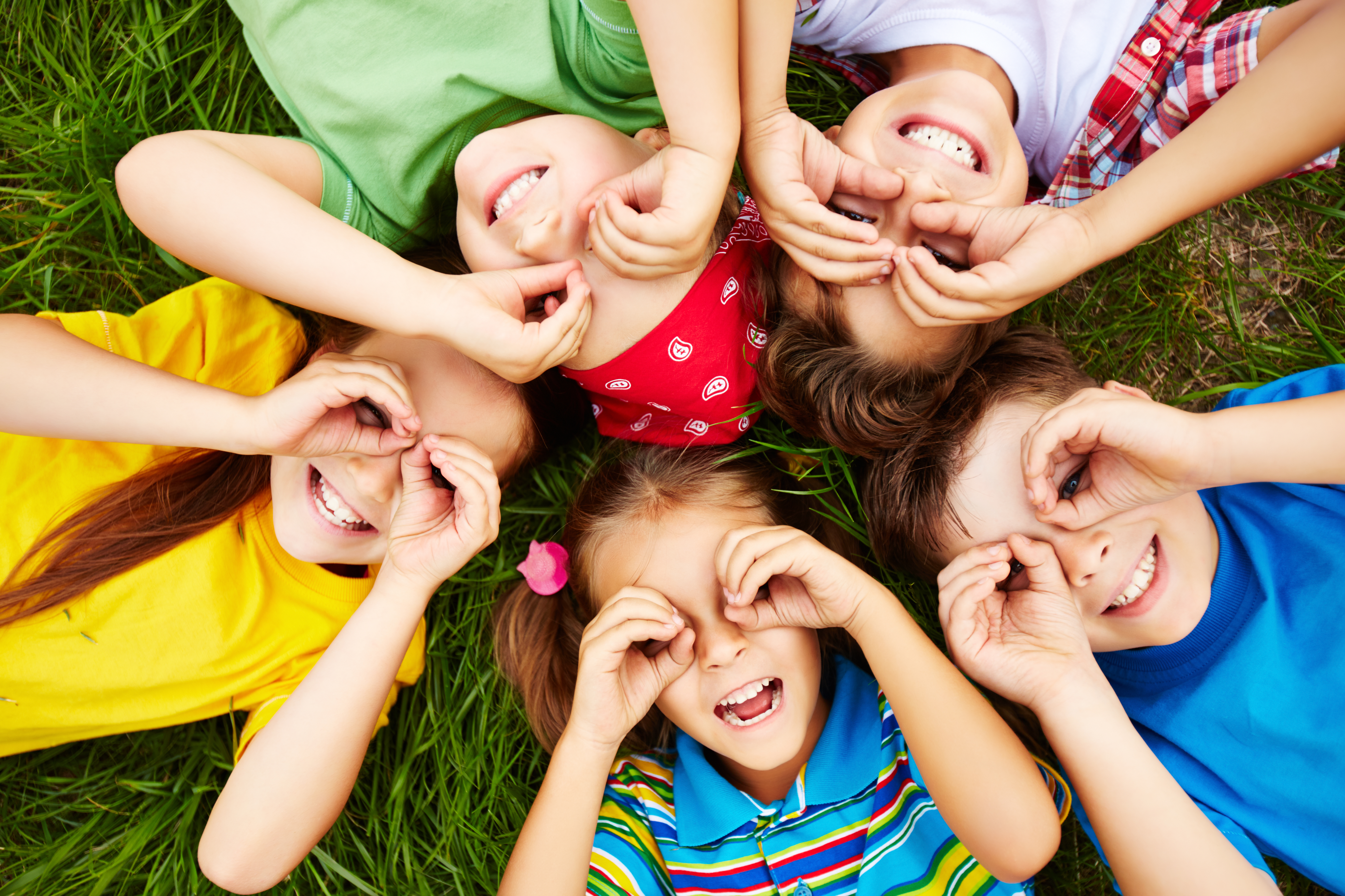 children playing grass
