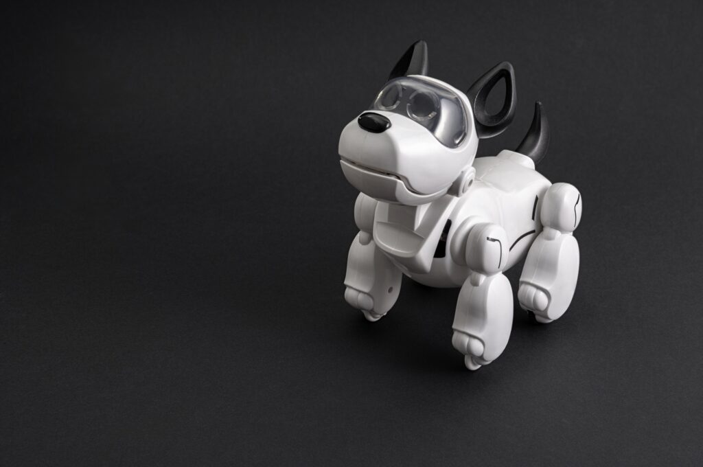 Robot dog on black background
