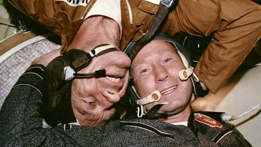 Space as a test of civilisation: Will the race to the stars unite or divide humanity? 1 The image shows a photograph of an astronaut and a cosmonaut