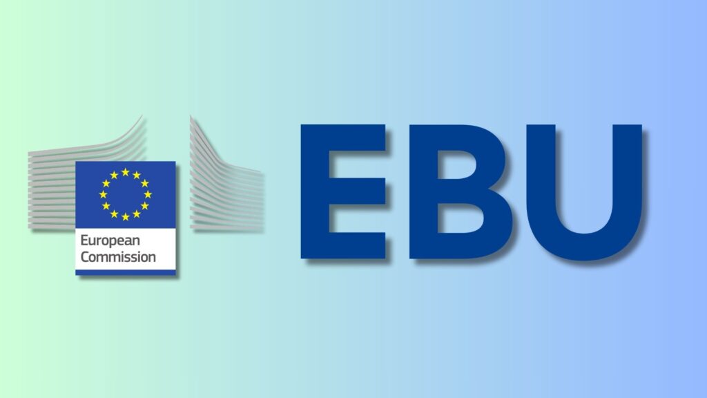 European Commission and EBU logos illustrating EMFA Article 18 guidelines protecting recognised media from platform moderation