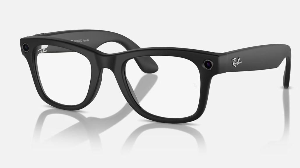 The image shows Ray Ban Meta glasses