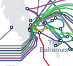 Miami and Americas submarine cables route