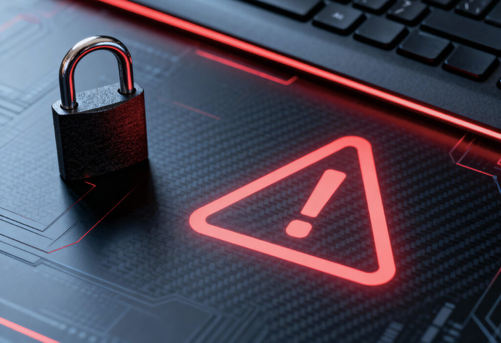 Edge AI advantages and challenges shaping the future of digital systems 5 cybersecurity warning padlock red exclamation mark