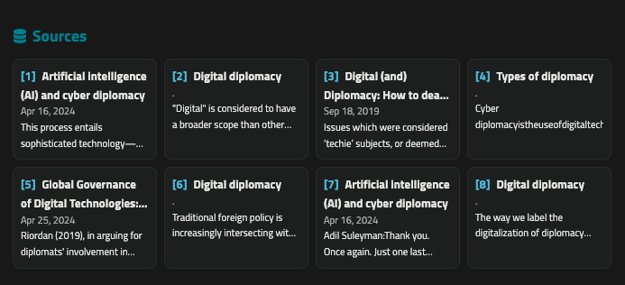 The image shows a list of sources